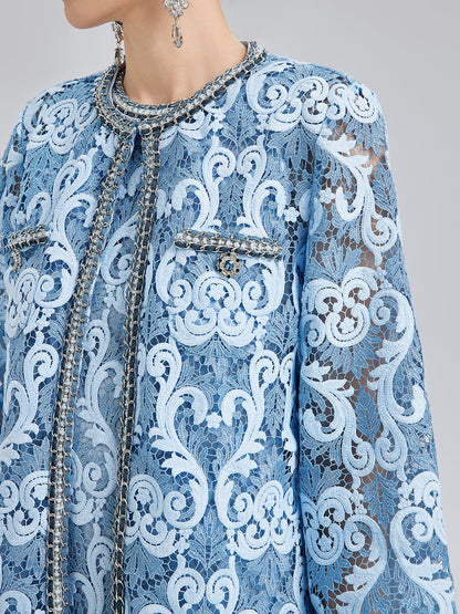 Barok İki Renkli Dantel Ceket