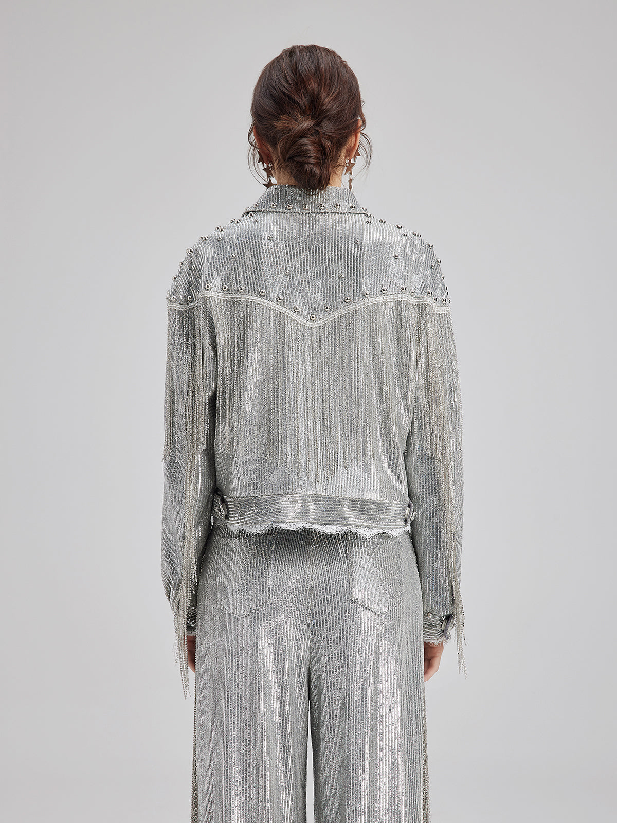 Pullu Dantelli Püsküllü Boncuklu Bluz