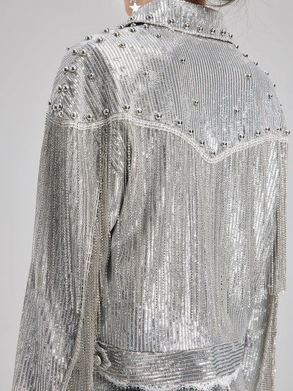 Pullu Dantelli Püsküllü Boncuklu Bluz