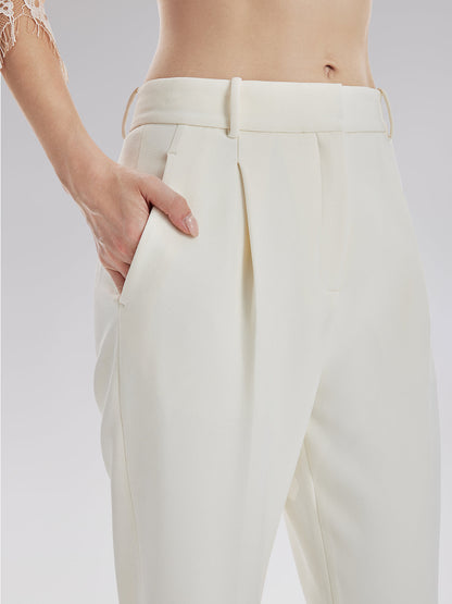 Yüksek Bel Tüy Detaylı Pantolon