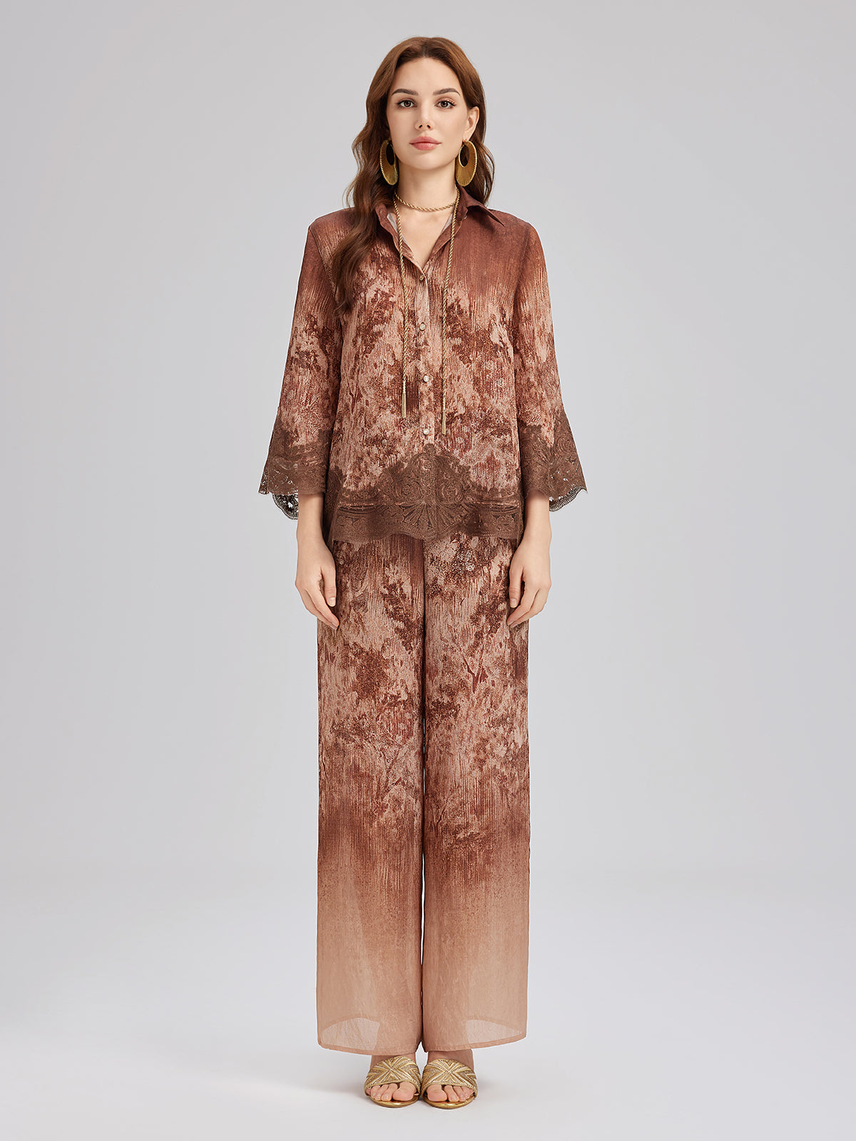 Renk Geçişli Dantel Kenarlı Pantolon