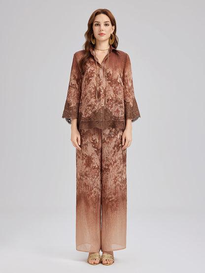 Renk Geçişli Dantel Kenarlı Pantolon