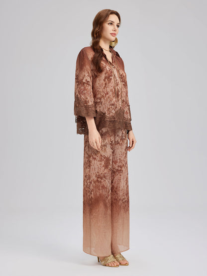 Renk Geçişli Dantel Kenarlı Pantolon