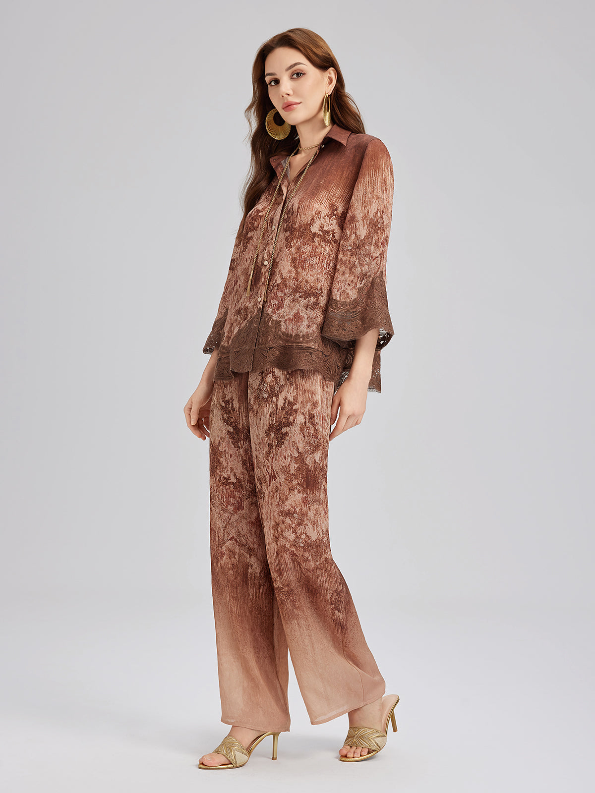 Renk Geçişli Dantel Kenarlı Pantolon