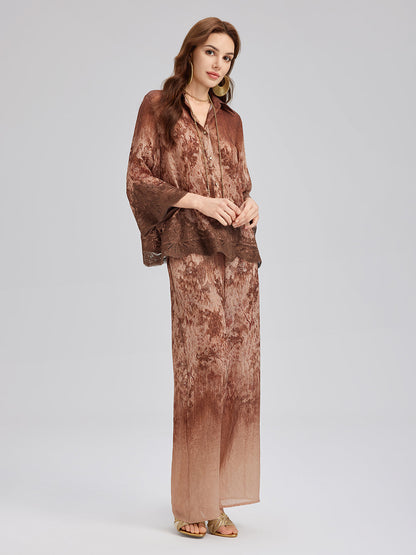 Renk Geçişli Dantel Kenarlı Pantolon