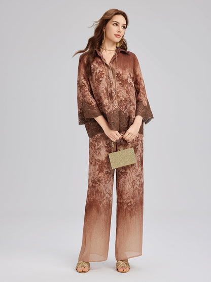 Renk Geçişli Dantel Kenarlı Pantolon