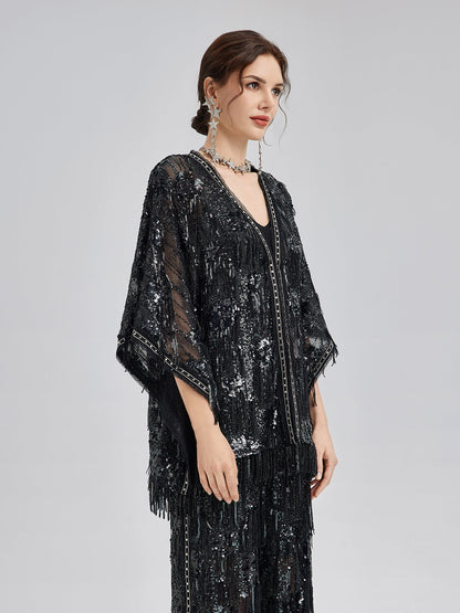 Özel Tasarım Pullu Püsküllü Rock Pelerin