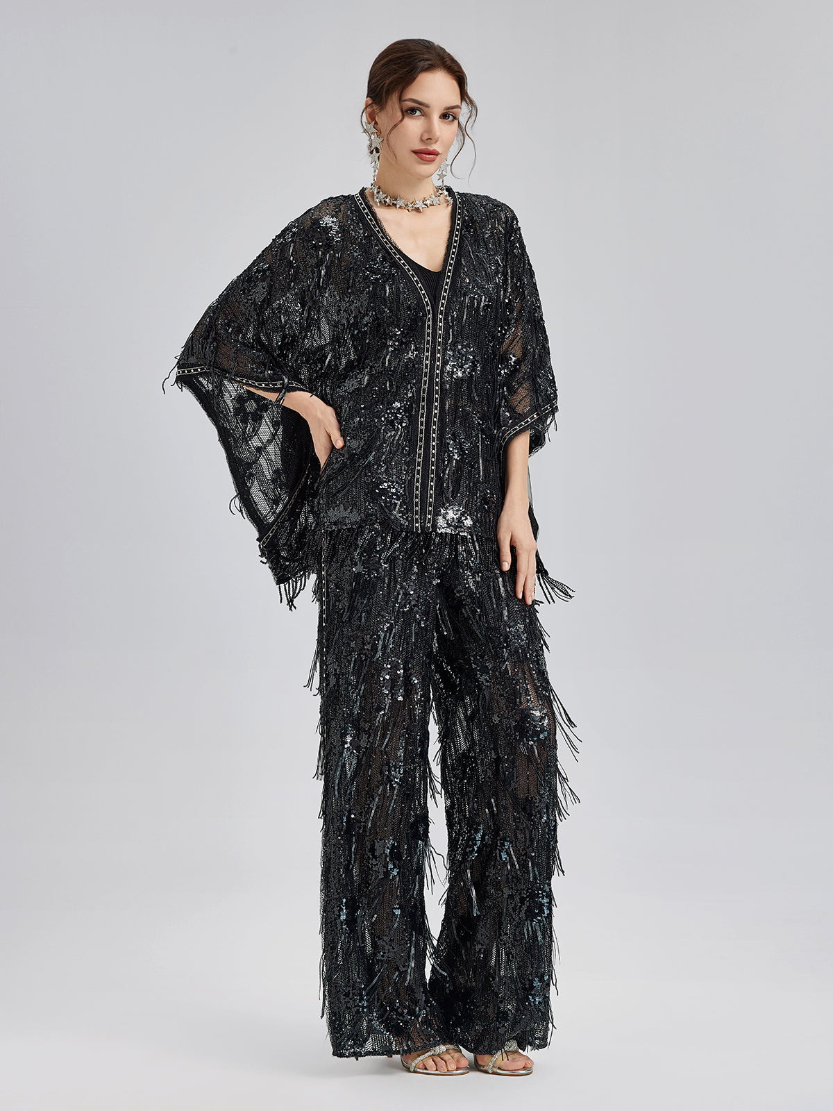 Özel Tasarım Pullu Püsküllü Rock Pantolon