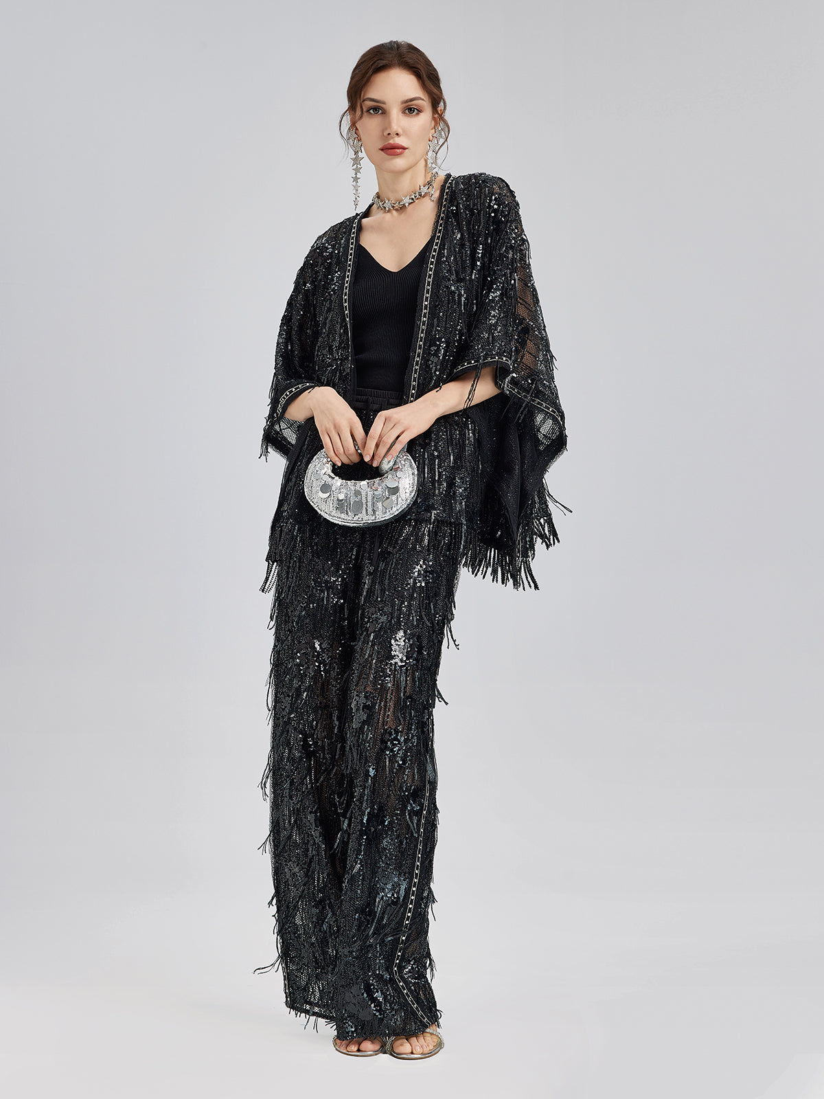 Özel Tasarım Pullu Püsküllü Rock Pantolon