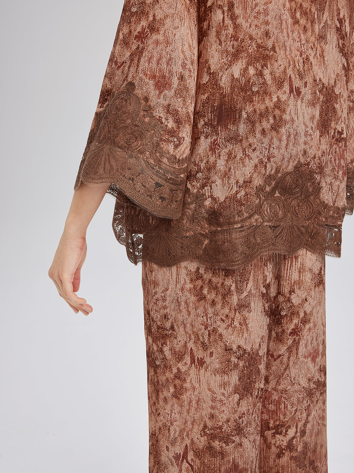 Renk Geçişli Dantel Parçalı Gömlek