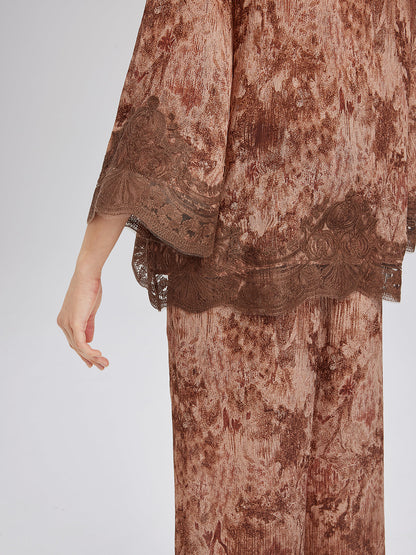 Renk Geçişli Dantel Parçalı Gömlek