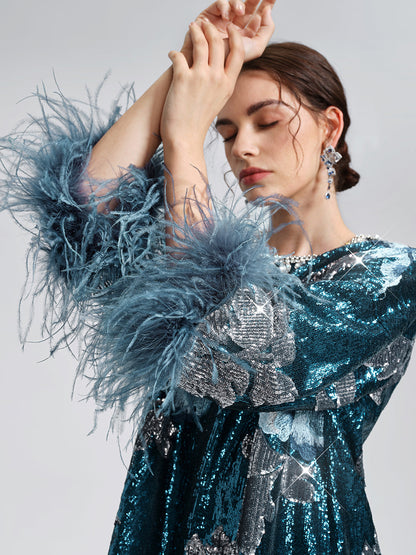 Pullu Nakışlı Tüylü Bluz