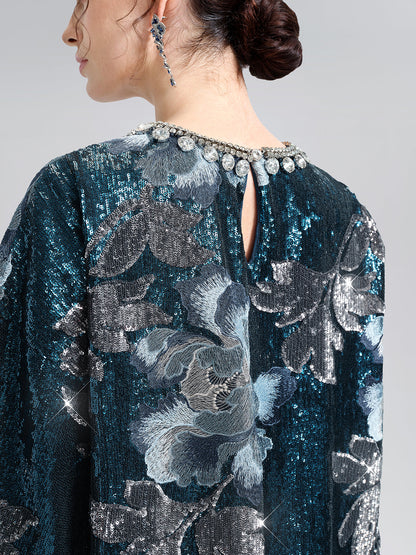 Pullu Nakışlı Tüylü Bluz