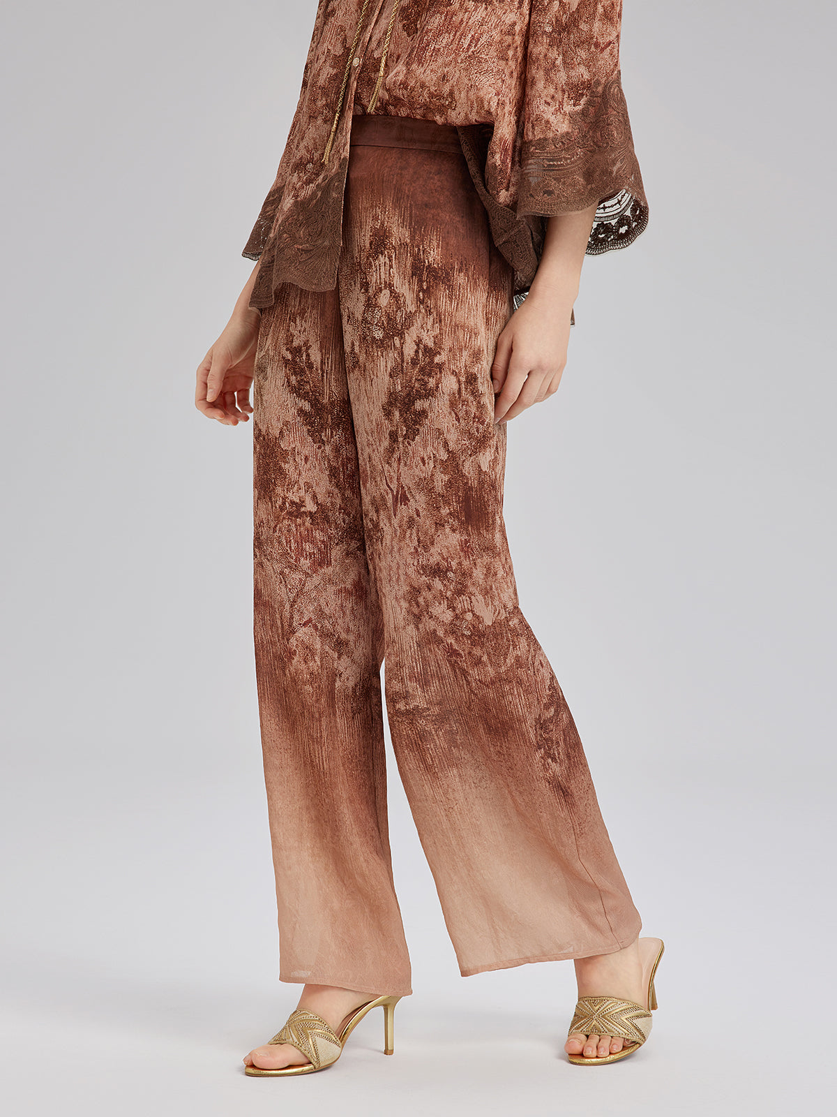 Renk Geçişli Dantel Kenarlı Pantolon