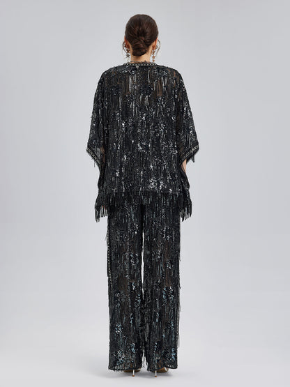 Özel Tasarım Pullu Püsküllü Rock Pelerin