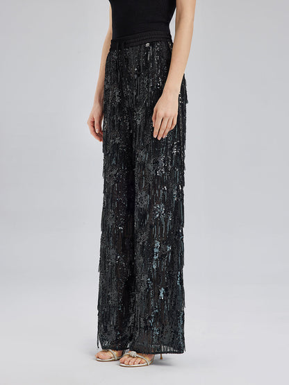 Özel Tasarım Pullu Püsküllü Rock Pantolon