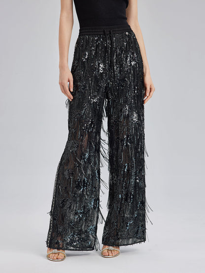 Özel Tasarım Pullu Püsküllü Rock Pantolon