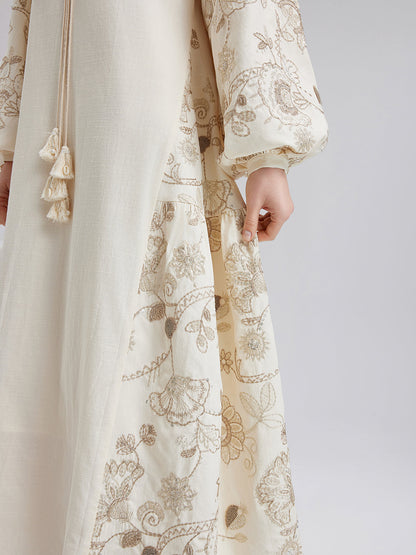 İşlemeli Tatil Elbisesi