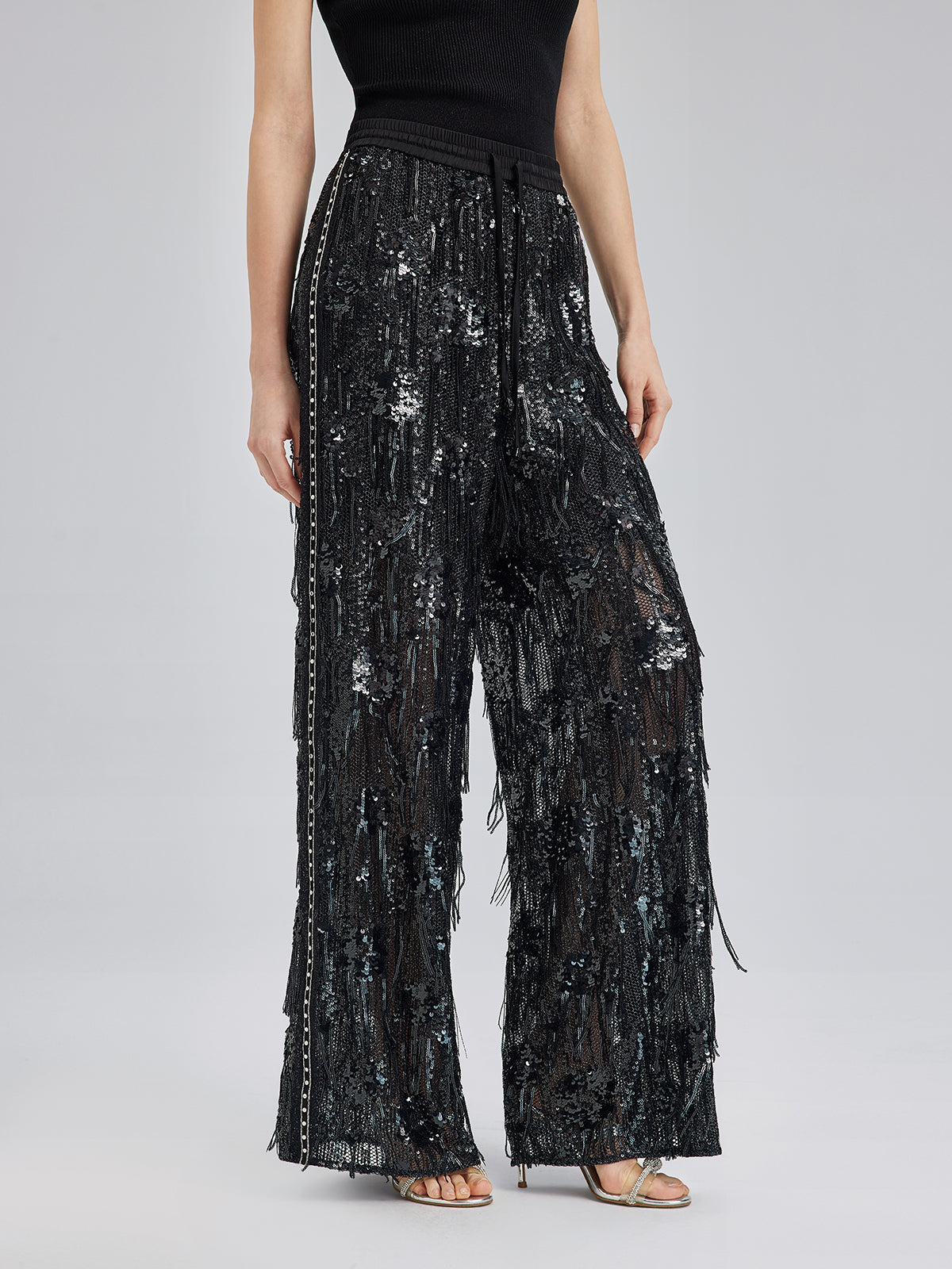 Özel Tasarım Pullu Püsküllü Rock Pantolon