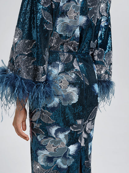 Pullu Çiçek Nakışlı Etek