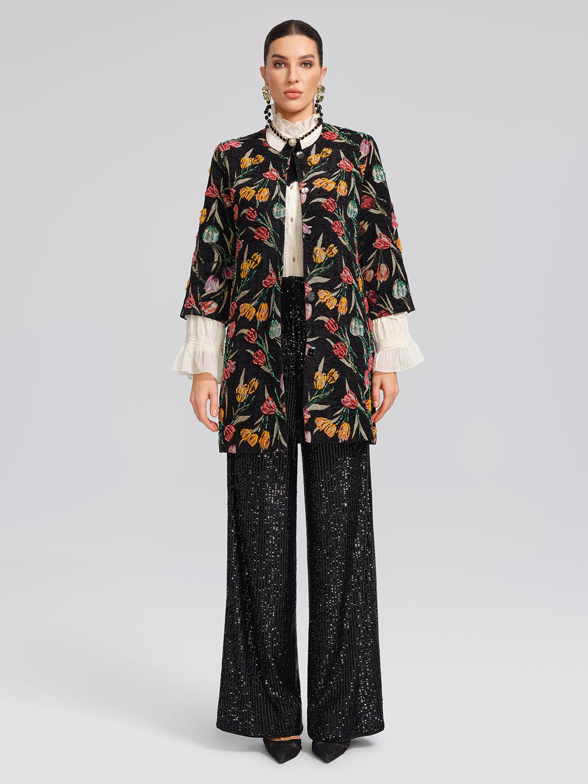 3 Boyutlu El İşlemeli Gösterişli Ceket