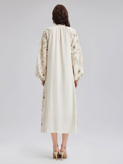 İşlemeli Tatil Elbisesi