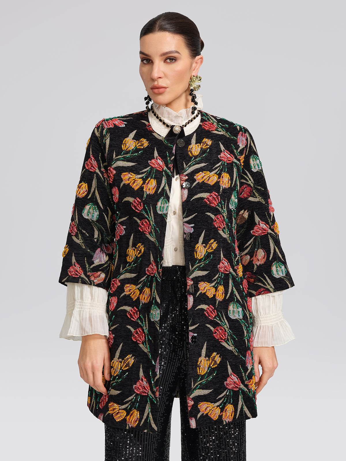 3 Boyutlu El İşlemeli Gösterişli Ceket