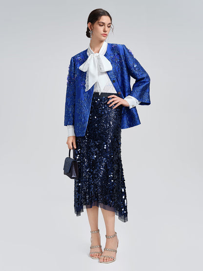 Balık Pulu Desenli Beli Lastikli Etek