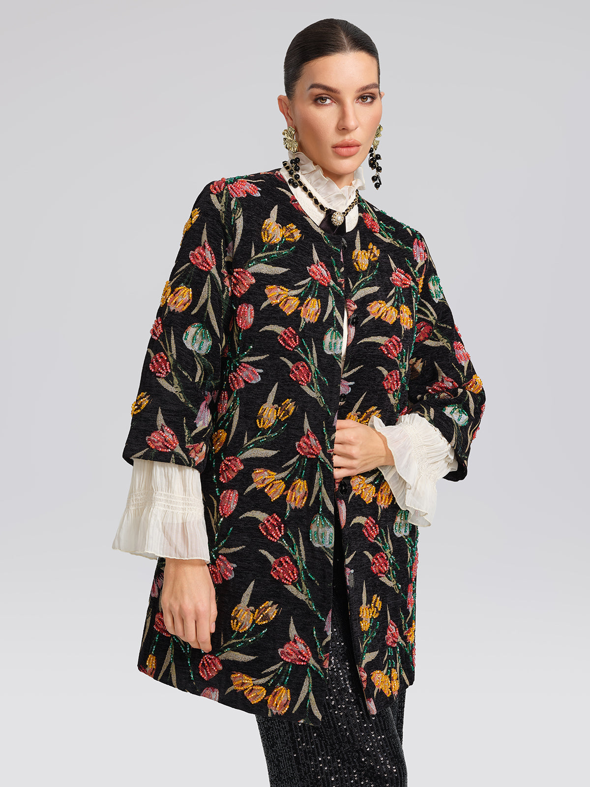 3 Boyutlu El İşlemeli Gösterişli Ceket