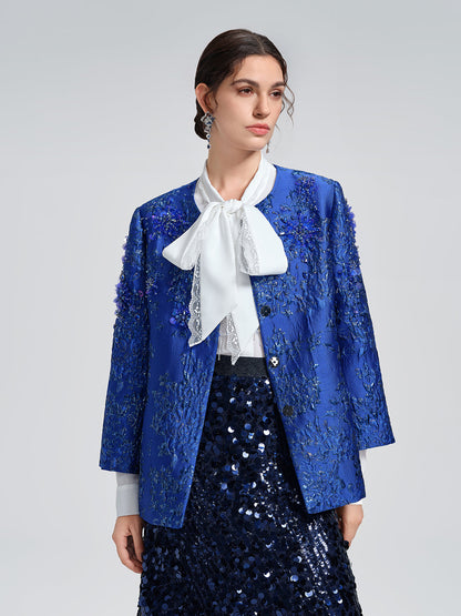 El İşlemeli Boncuklu Dantel Parçalı Gömlek