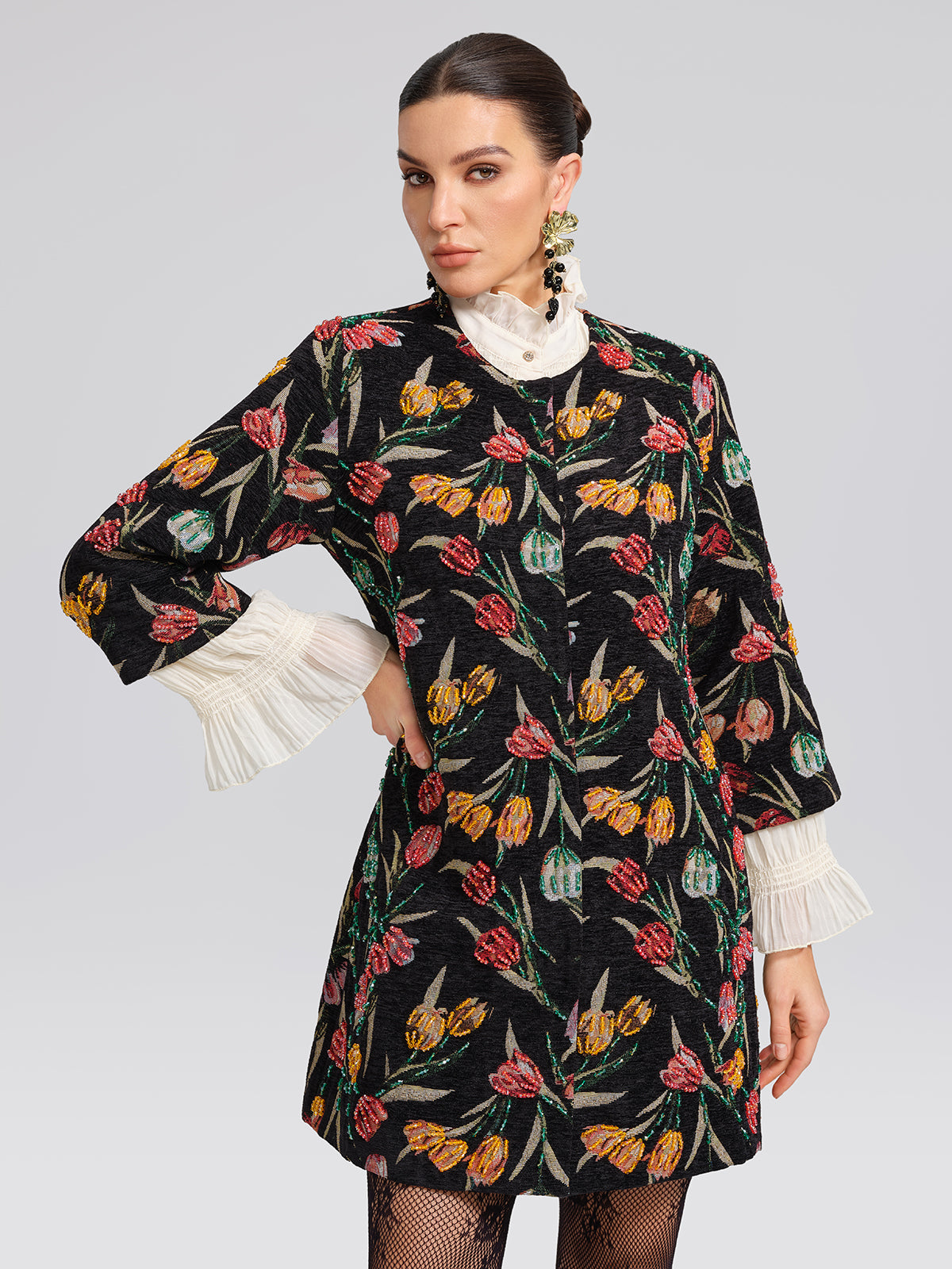 3 Boyutlu El İşlemeli Gösterişli Ceket