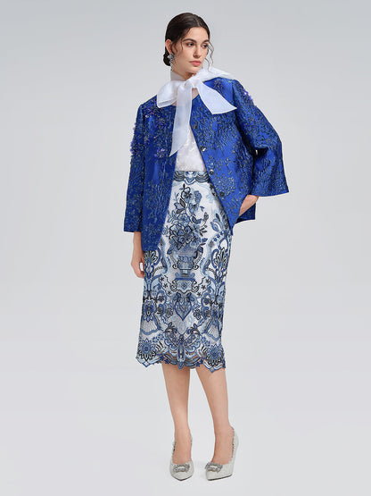 Güpür Dantel Arkası Yırtmaçlı Etek