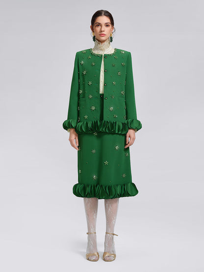 El İşlemeli Katlı Çiçekli Etek