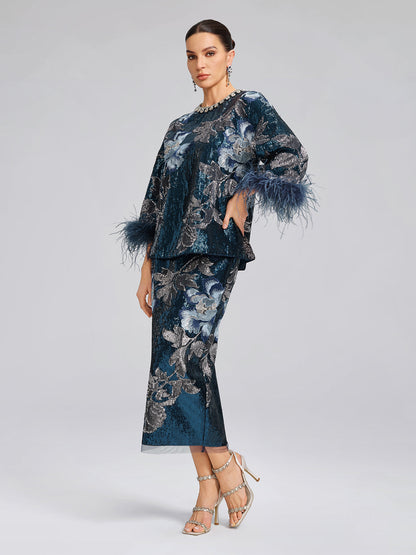 Pullu Nakışlı Tüylü Bluz