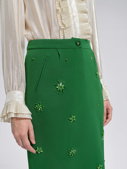 El İşlemeli Katlı Çiçekli Etek