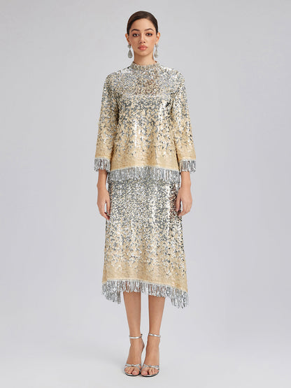 Boncuklu Gölgeli Püsküllü Hakim Yaka Bluz