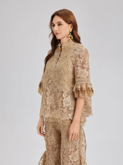 El Yapımı Fitilli Dantelli Bohem Bluz