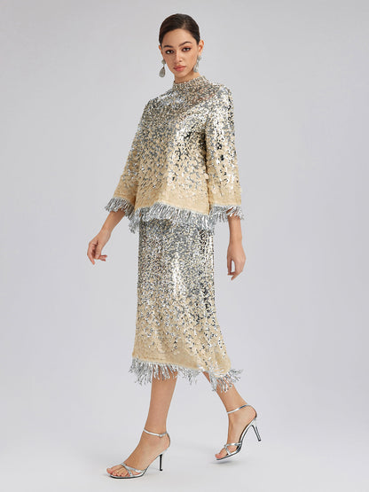 Boncuklu Gölgeli Püsküllü Hakim Yaka Bluz