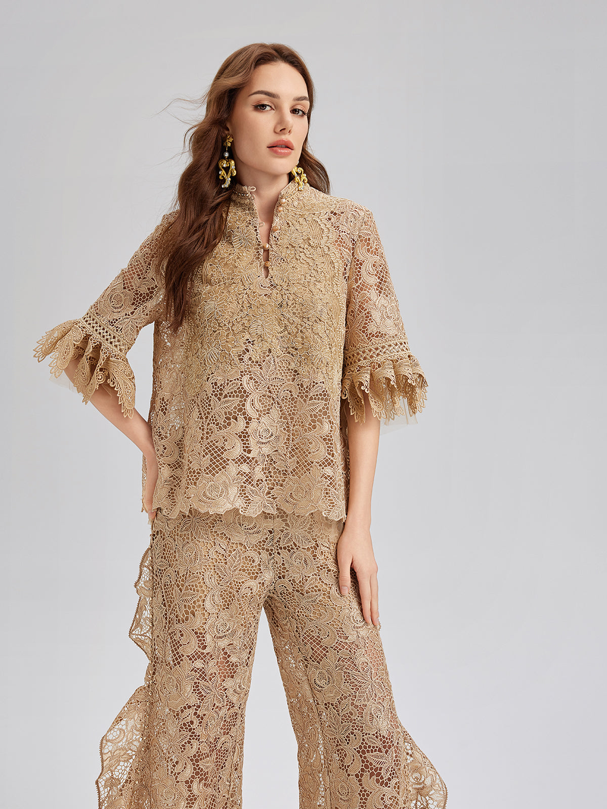 El Yapımı Fitilli Dantelli Bohem Bluz