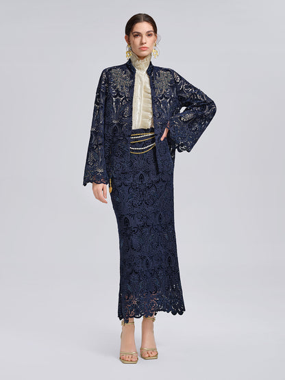 Kadife Dantelli Pencereli Balık Etek