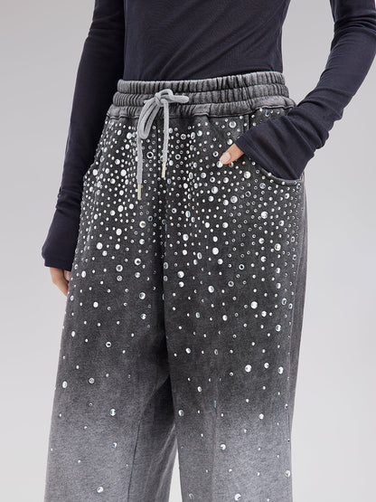 Renk Geçişli Yıldızlı Boncuklu Triko Pantolon
