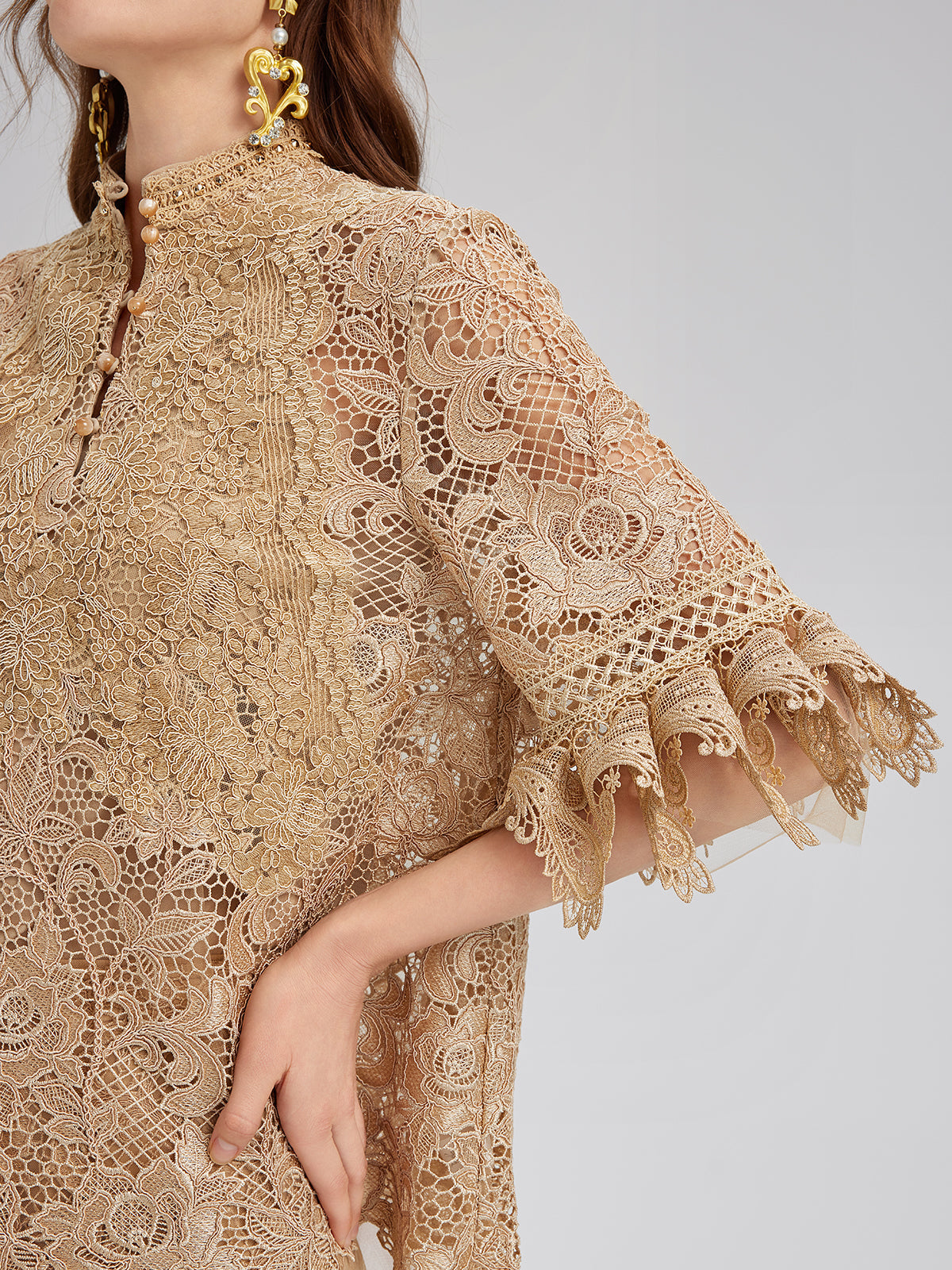 El Yapımı Fitilli Dantelli Bohem Bluz