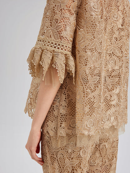 El Yapımı Fitilli Dantelli Bohem Bluz