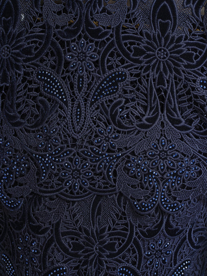 Kadife Dantelli Pencereli Ceket