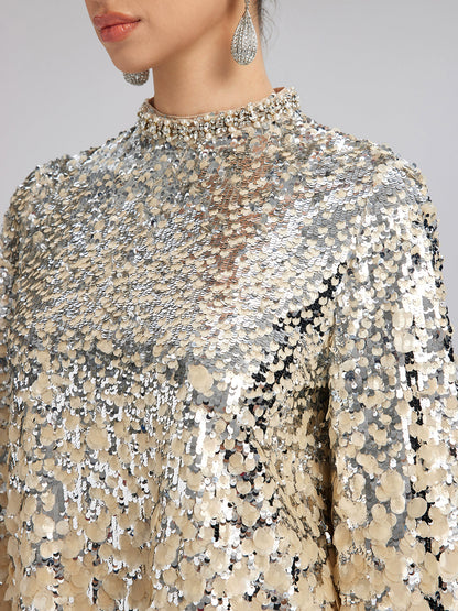 Boncuklu Gölgeli Püsküllü Hakim Yaka Bluz