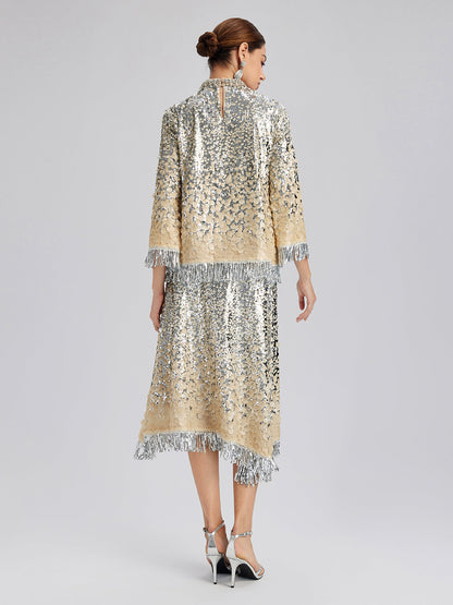 Boncuklu Gölgeli Püsküllü Hakim Yaka Bluz