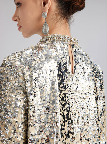 Boncuklu Gölgeli Püsküllü Hakim Yaka Bluz