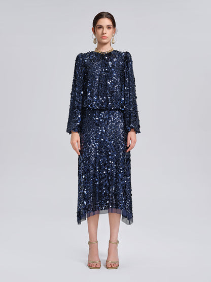 Balık Pulu Desenli Beli Lastikli Etek