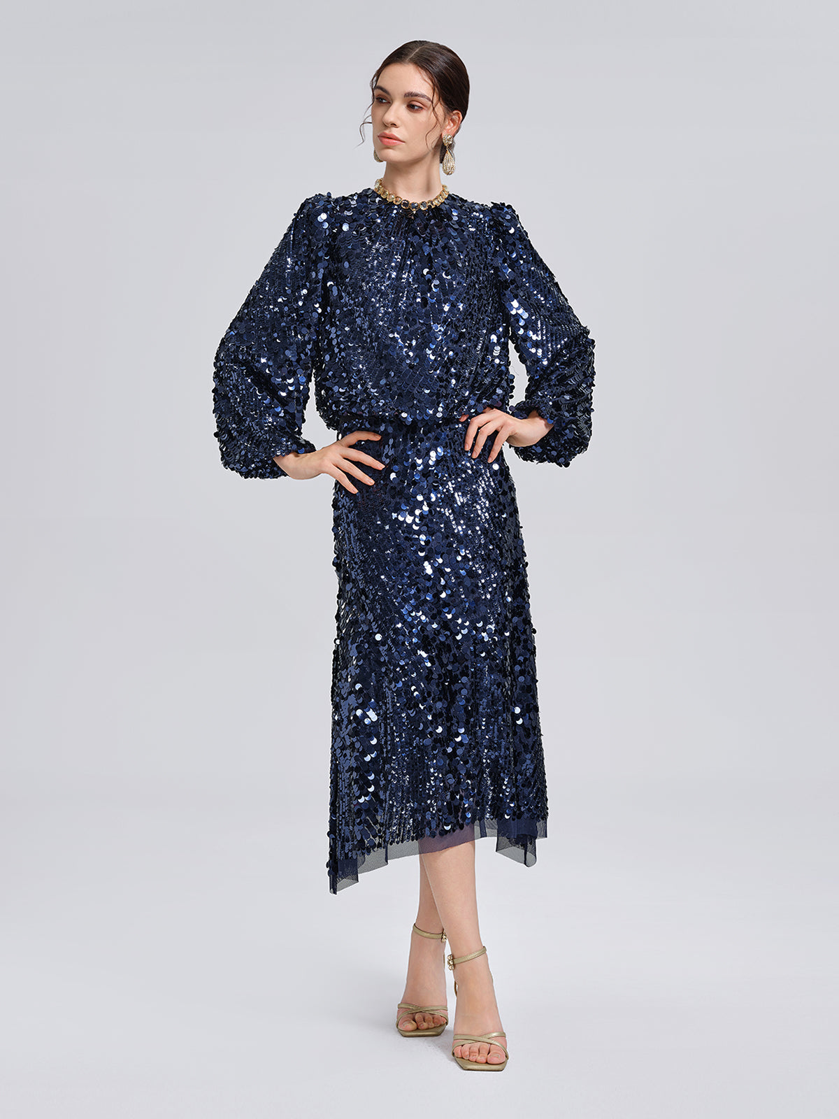 Balık Pulu Desenli Kısa Bluz