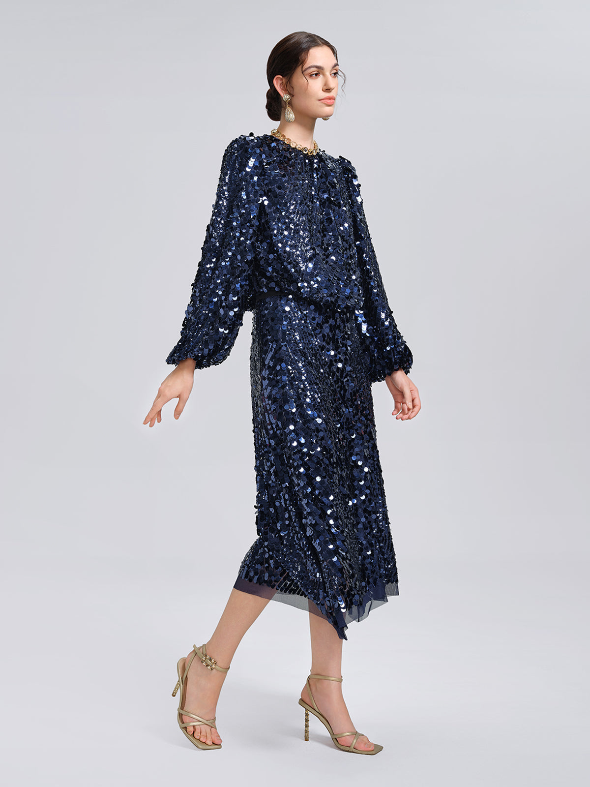 Balık Pulu Desenli Kısa Bluz